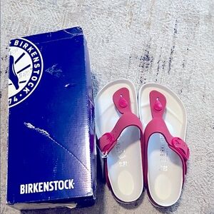 Birkenstock PinkThong Sandals with White Footbed